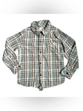 Me & Henry Boys Blue Plaid Flannel Button Down Soft Cotton Shirt Sz 6/7 (Small)